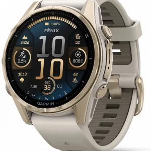 Смарт-часы Garmin Fenix 8 43мм 1.3" AMOLED корп.золотистый рем.серый разм.брасл.:108-182мм (010-02903-11)