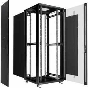 Шкаф серверный Cabeus (SH-05C-47U80/100-BK) напольный 47U 800x1000мм пер.дв.стекл металл 800кг черный 2277мм IP20 сталь