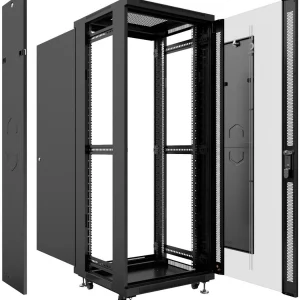 Шкаф серверный Cabeus (SH-05C-42U60/100-BK) напольный 42U 600x1000мм пер.дв.стекл металл 800кг черный 900мм IP20 сталь