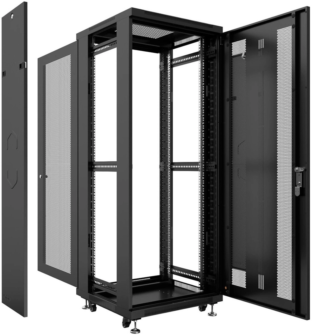 Шкаф серверный Cabeus (ND-05C-42U60/100-BK) напольный 42U 600x1000мм пер.дв.металл.перф. металл 800кг черный 900мм 2055мм 20 сталь
