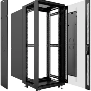 Шкаф коммутационный Cabeus (SH-05C-18U60/60-BK) напольный 12U 600x600мм пер.дв.стекл металл 800кг черный 500мм 220град. 988мм IP20 сталь