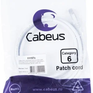 Патч-корд Cabeus PC-UTP-RJ45-CAT.6-2M-WH-LSZH U/UTP RJ-45 вил.-вилка RJ-45 кат.6 2м белый LSZH