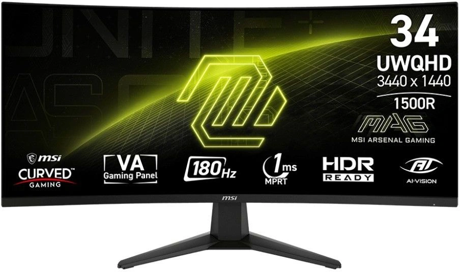 Монитор MSI 34" Mag 346CQ черный VA LED 21:9 HDMI матовая 300cd 178гр/178гр 3440x1440 180Hz DP UW 6.3кг