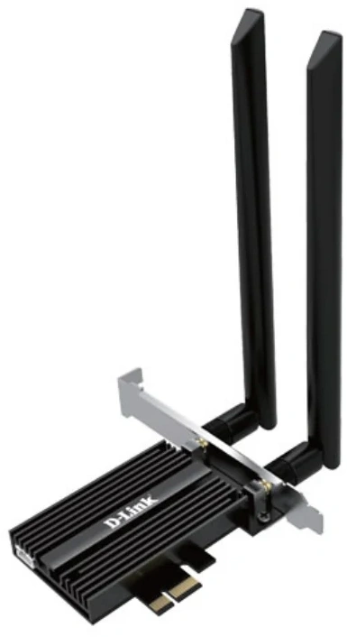 Двухдиапазонный Wi-Fi 6 PCI Express адаптер / D-Link DWA-X562/E / Двухдиапазонный Wi-Fi 6 PCI Express адаптер/ Двухдиапазонный Wi-Fi 6 PCI Express адаптер AX1800, поддержка Bluetooth 5.2, 2 съемные антенны 5 дБи