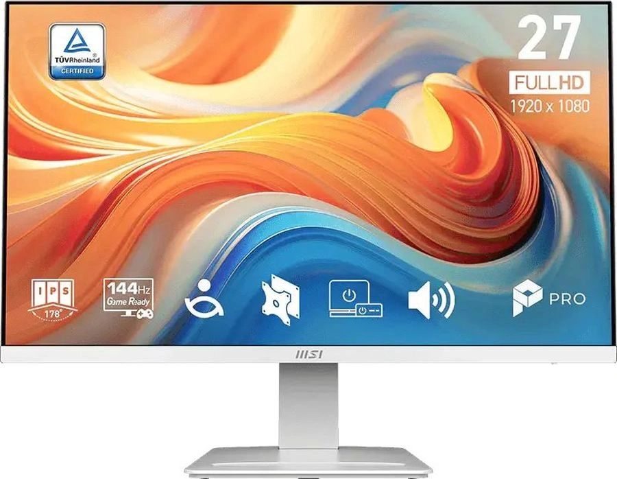 Монитор MSI 27" Pro MP273W E14A белый IPS LED 16:9 HDMI M/M матовая 250cd 178гр/178гр 1920x1080 144Hz VGA DP 3.9кг