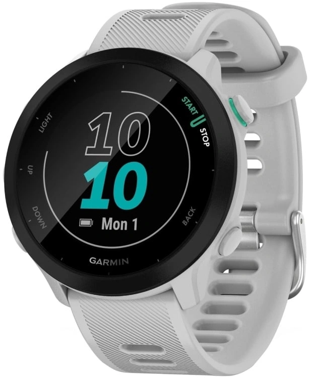 Смарт-часы Garmin Forerunner 55 1.04" LCD корп.белый рем.белый (010-02562-15)