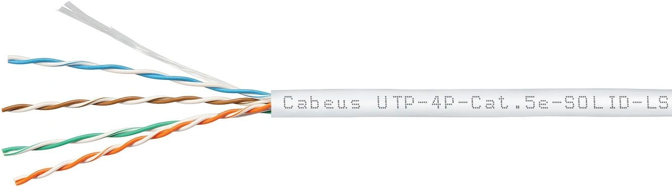 Кабель информационный Cabeus UTP-4P-CAT.5E-SOLID-LSZH-WH кат.5E U/UTP 4 пары LSZH внутренний 305м белый