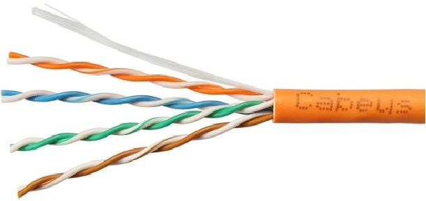 Cabeus UTP-4P-Cat.5e-SOLID-LSZH-100 Кабель витая пара UTP (U/UTP), категория 5e, 4 пары (24 AWG), одножильный, оранжевый, LSZH, нг(А)-HF, (100 м)