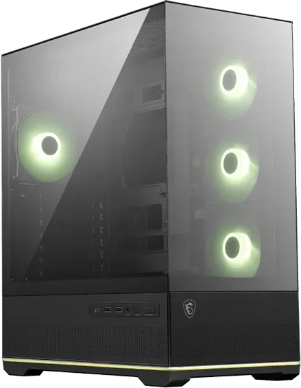 Корпус MSI MAG MAG PANO M110R PZ черный без БП mATX 6x120mm 2x140mm 2xUSB3.0 audio AirDuct bott PSU