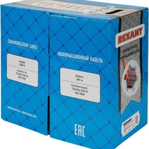 Кабель информационный Rexant 01-0050 кат.6 UTP 4 пары нг(А)-HF внутренний 305м оранжевый