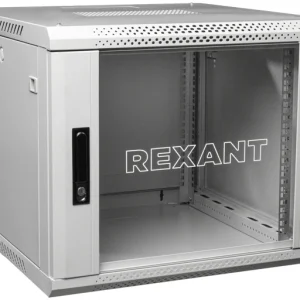 Шкаф коммутационный Rexant (04-0966-111) настенный 9U 63x63.7мм пер.дв.стекл серый