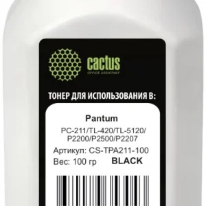 Тонер Cactus CS-TPA211-100 черный флакон 100гр. для принтера Pantum PC-211/TL-420/TL-5120/P2200/P2500/P2207