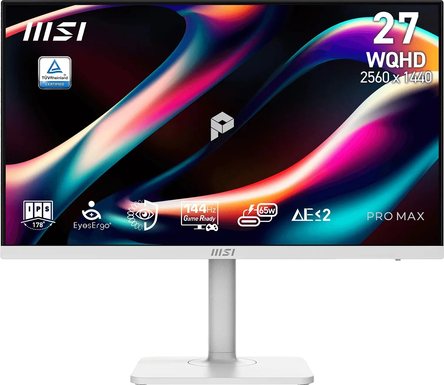 Монитор MSI 27" Pro MAX 271QPHW E14 белый IPS LED 4ms 16:9 HDMI M/M матовая HAS Piv 1500:1 300cd 178гр/178гр 2560x1440 144Hz DP Quad 2K (1440p) USB 5.85кг