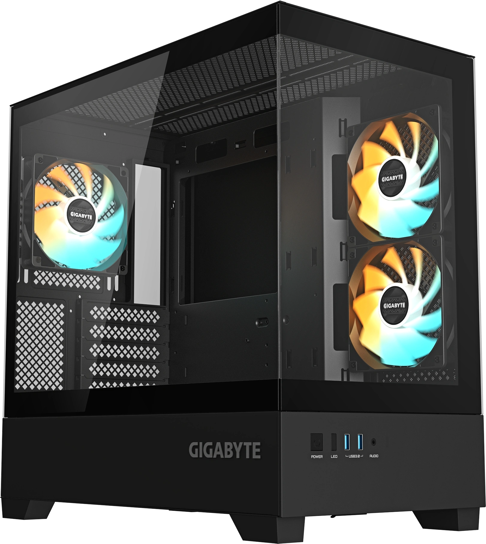 Корпус Gigabyte GB-C201P черный без БП mATX 9x120mm 3x140mm 2xUSB3.0 audio bott PSU