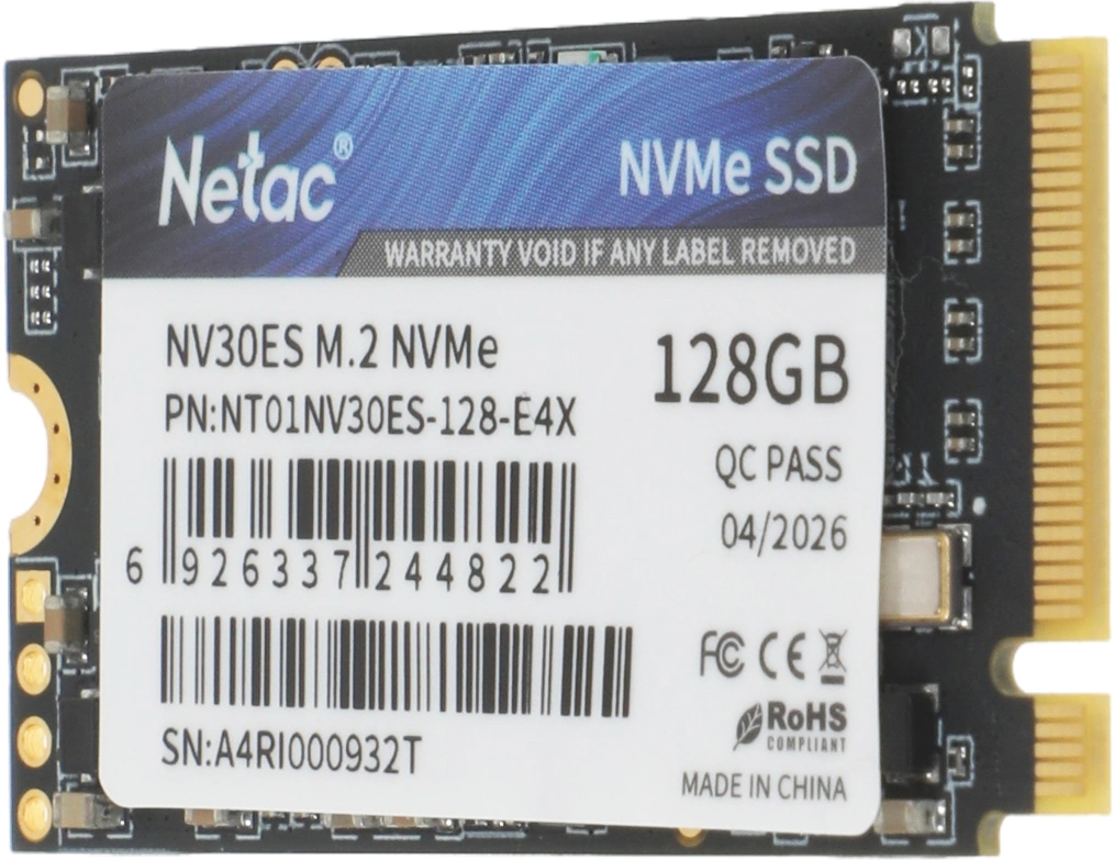 Накопитель SSD Netac PCIe 3.0 x4 128GB NT01NV30ES-128-E4X NV30ES M.2 2242