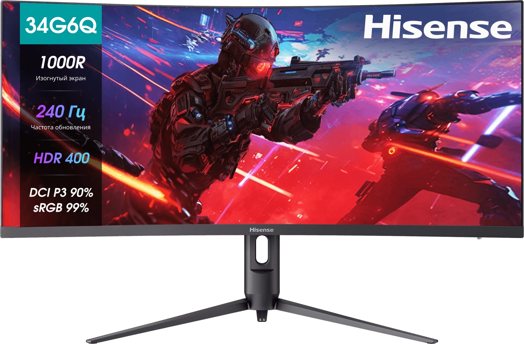 Монитор Hisense 34" 34G6Q PRO светло-серый VA LED 1ms 21:9 HDMI M/M матовая HAS 3000:1 320cd 89гр/89гр 3840x2160 240Hz DP 4K USB 6.7кг