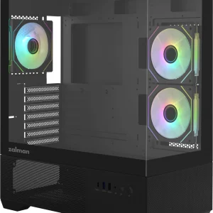 ZALMAN CHRONIX V2, ATX, BLACK, WINDOW, 1xCombo (3.5’’ or 2.5’’), 1x3.5’’HDD, 2x2.5’’SSD, 1xUSB2.0, 1xUSB3.0, 1xUSB Type-C, SIDE 2x120mm ARGB, REAR 1x120mm ARGB