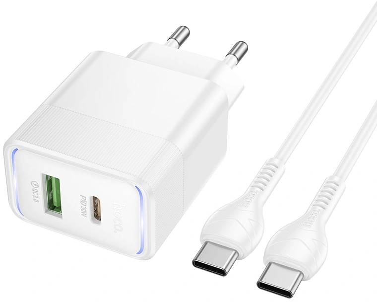 Сетевое зар./устр. Hoco CS112A Lounge PD30W+QC3.0 with cable 30W (PD+QC) белый (80417)