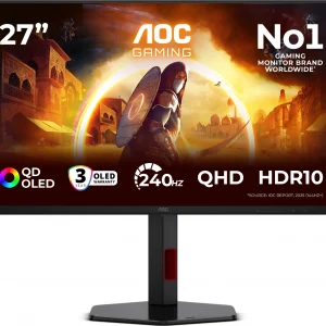 Монитор AOC 27" Q27G4ZDR черный QD OLED LED 16:9 HDMI матовая HAS Piv 1000:1 250cd 178гр/178гр 2560x1440 360Hz DP 2K USB 5.52кг