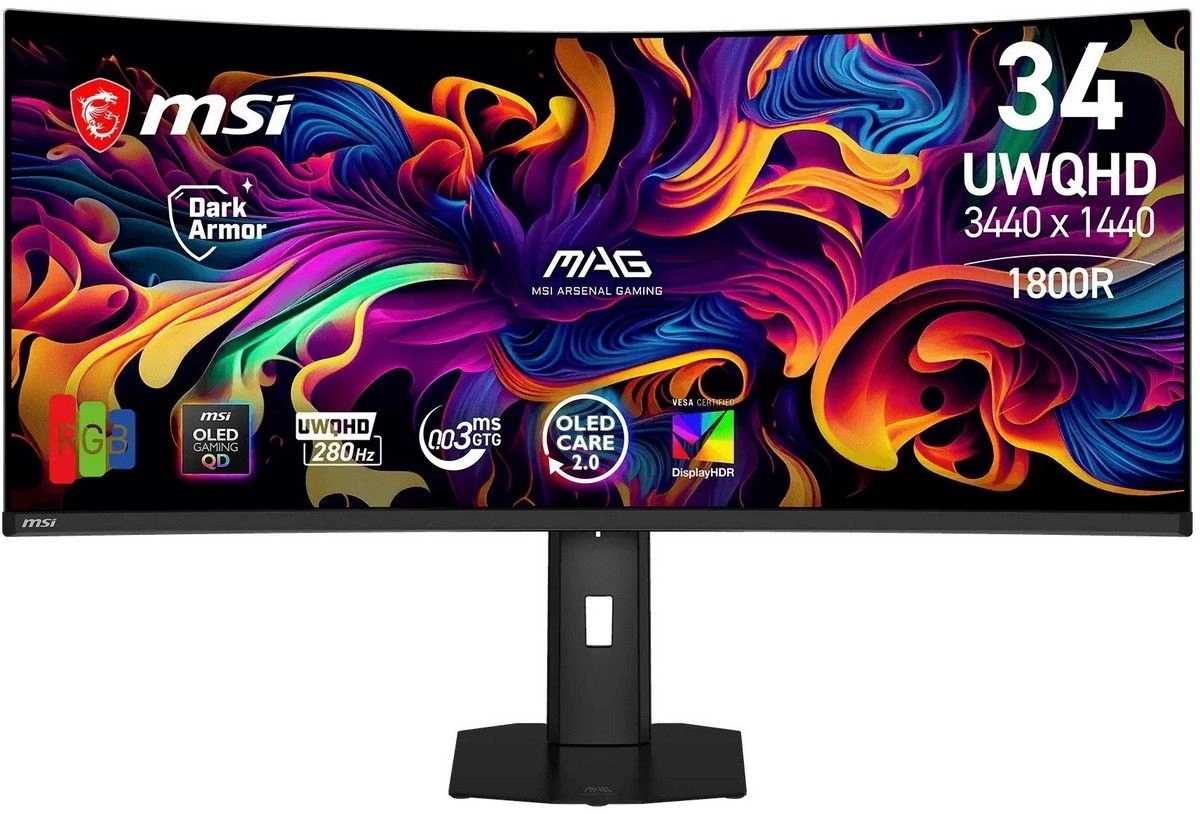 Монитор MSI 34" MPG 341CQP QD-OLED X28 черный QD OLED LED 21:9 HDMI матовая HAS 250cd 178гр/178гр 3440x1440 280Hz DP UW USB 9.3кг
