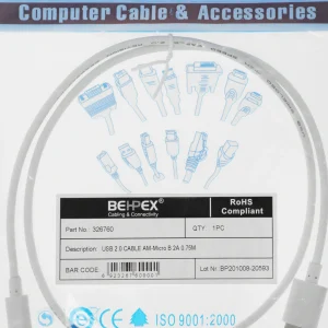 Кабель 2A Square USB (m)-micro USB (m) 0.75м белый