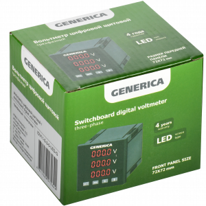 Вольтметр цифр. щит. 3-ф. 72х72 LED GENERICA / IEK IDV11-5-3-0-LED-G / Вольтметр цифр. щит. 3-ф. 72х72 LED GENERICA