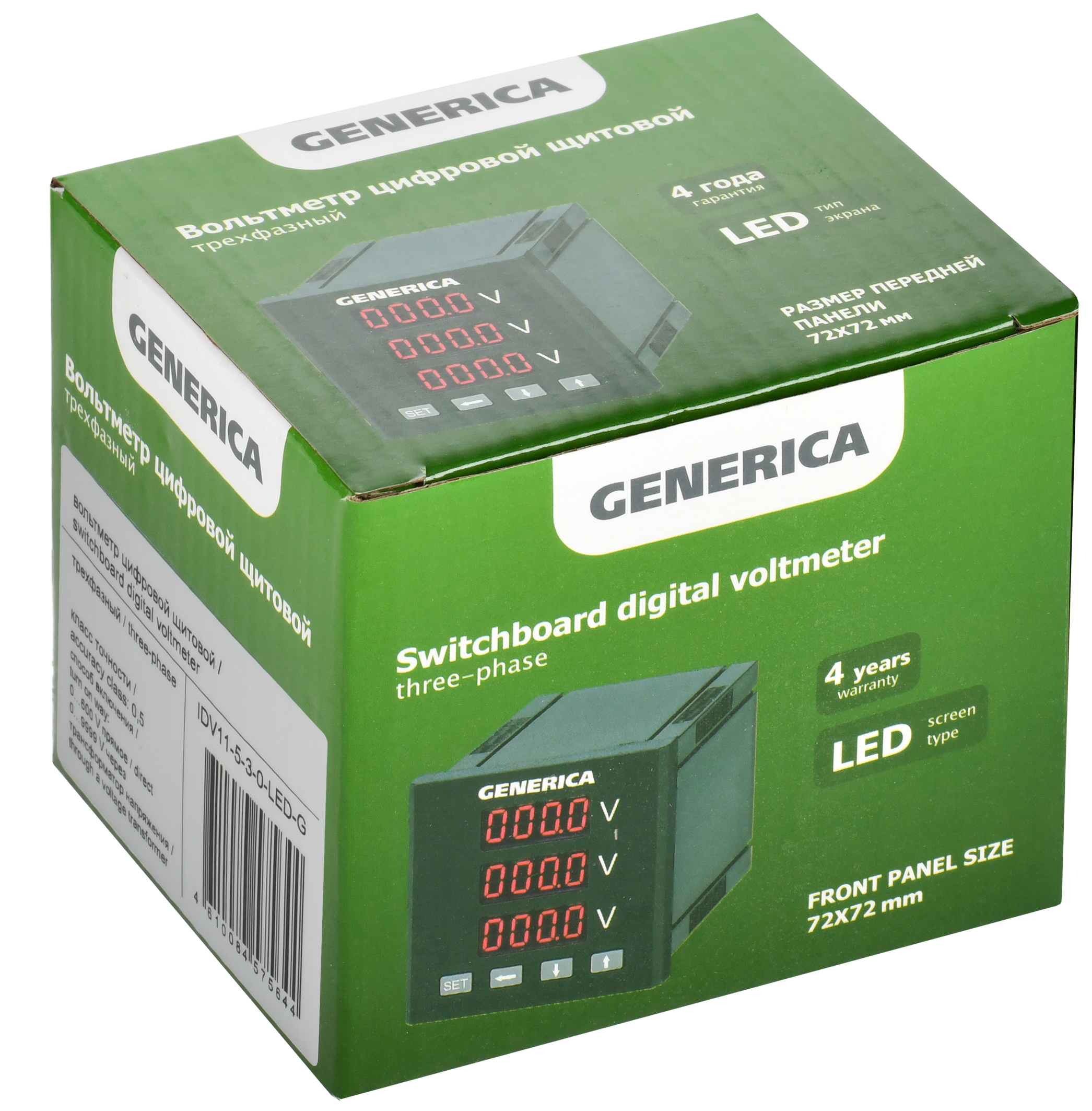 Вольтметр цифр. щит. 3-ф. 72х72 LED GENERICA / IEK IDV11-5-3-0-LED-G / Вольтметр цифр. щит. 3-ф. 72х72 LED GENERICA
