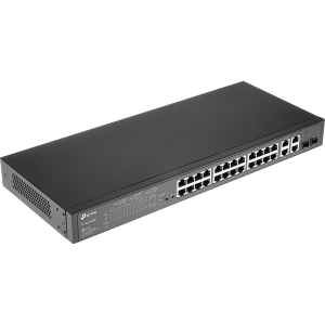 Коммутатор / TP-Link SL2428P / Коммутатор/ 24-Port L2 Switch 10/100Mbps + 4-port Gigabit with 24-port PoE+, PoE budget up to 250W, support PoE power management, with abundant L2 features,1U rack mountable, full managed via web UI/CLI/SSH/Telnet/SNMP