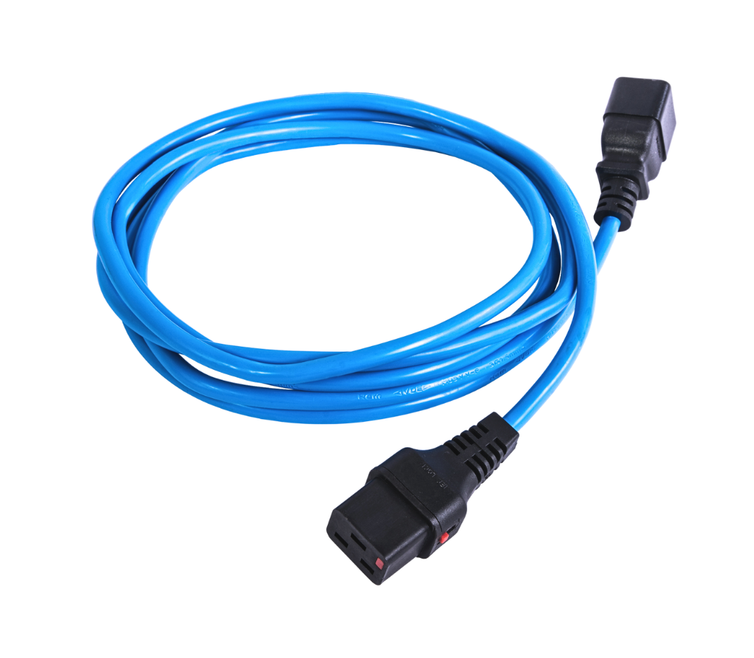 Шнур питания с фиксатором IEC 60320 C19/IEC 60320 C20, 16 А / 250 В (3 х 1,5), длина 3 м, синий / ЦМО R-16-Cord-C19-C20-3-Blue / Шнур питания с фиксатором IEC 60320 C19/IEC 60320 C20, 16 А / 250 В (3 х 1,5), длина 3 м, синий