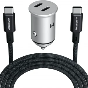Автомобильное зар./устр. Magssory cch002 45W 3A+2.25A (PD+QC+AFC) USB Type-C универсальное темно-серый