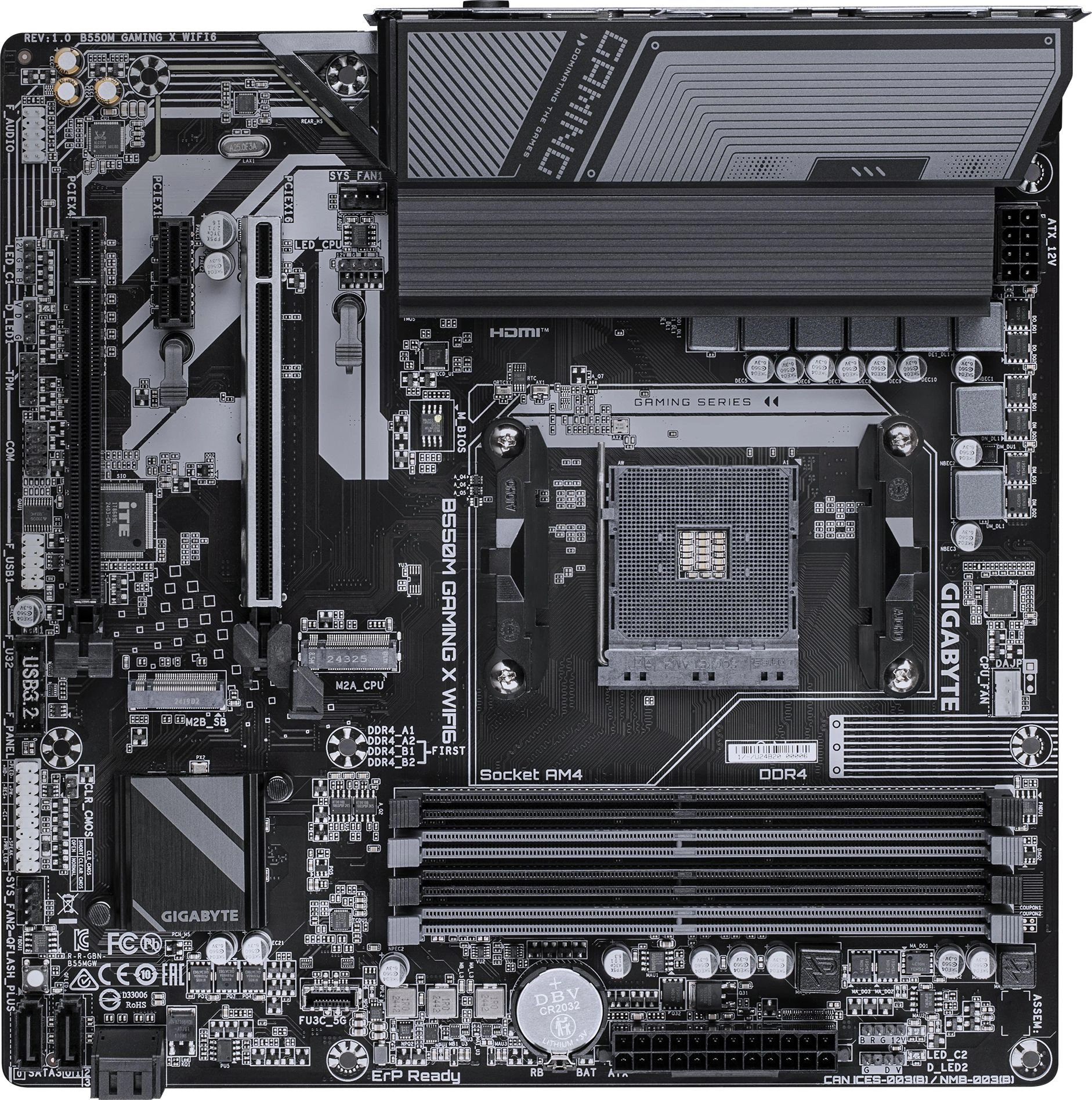 Материнская плата Gigabyte B550M GAMING X WIFI6 Soc-AM4 AMD B550 4xDDR4 mATX AC`97 8ch(7.1) GbLAN RAID+HDMI+DP