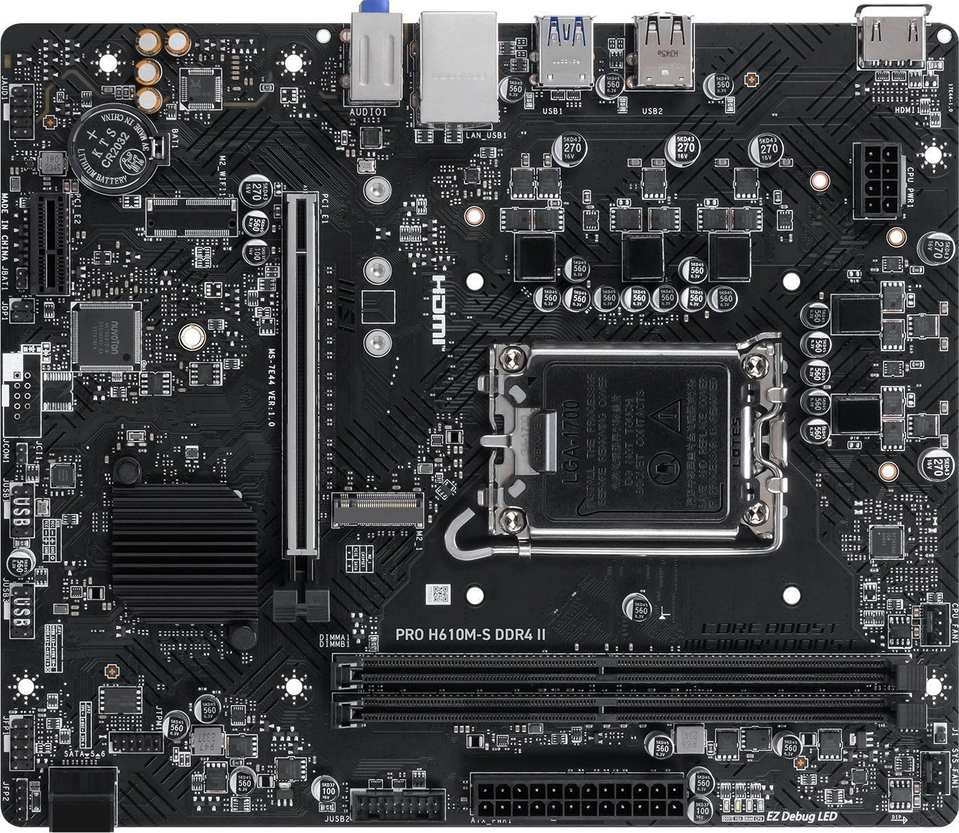 Материнская плата MSI PRO H610M-S DDR4 II Soc-1700 Intel H610 2xDDR4 mATX AC`97 8ch(7.1) GbLAN+HDMI