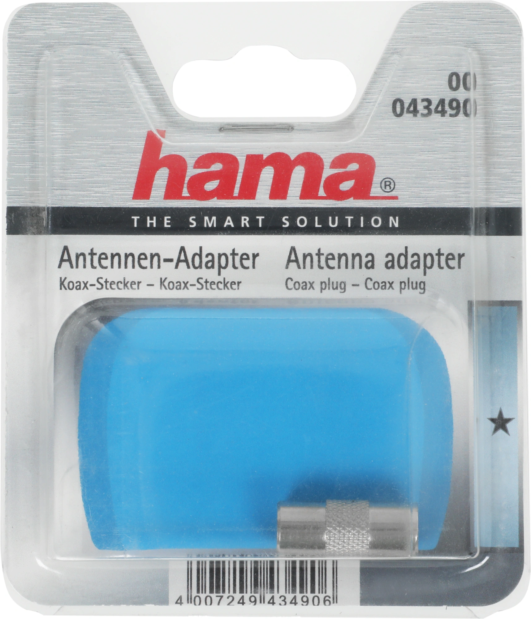 Адаптер антенный Hama H-43490 Coax (m)/Coax (m) белый (00043490)