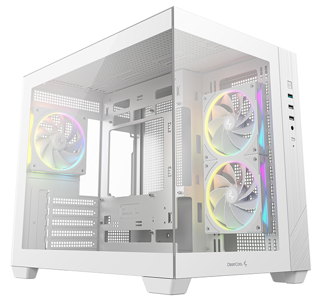 Deepcool CG330 3F WH без БП, боковое окно (панорама), 3x120mm ARGB PWM вентилятора, белый, mATX (R-CG330-BKNGM3-G)