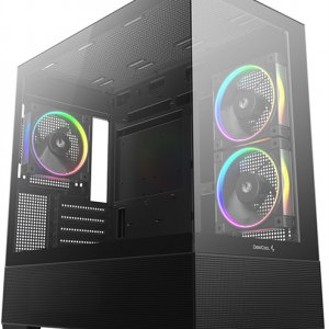 Deepcool CG380 3F без БП, боковое окно (панорама), 3x120mm ARGB PWM вентилятора, черный, mATX (R-CG380-BKAGM3-G)