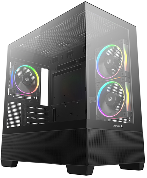 Deepcool CG380 3F без БП, боковое окно (панорама), 3x120mm ARGB PWM вентилятора, черный, mATX (R-CG380-BKAGM3-G)