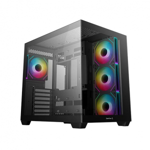 Deepcool CG530 4F без БП, боковое окно (панорама), 3x120мм ARGB Reverse вентилятора на боковой стенке, 1x120мм ARGB вентилятор сзади, черный, ATX (R-CG530-BKADA4-G-1)
