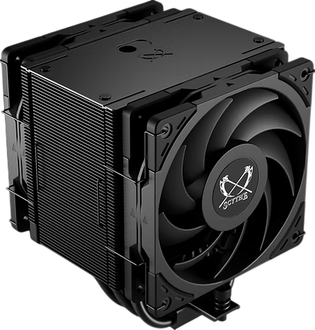 Кулер для процессора / Scythe Mugen 6 Dual Fan Black Edition Black / Кулер для процессора/ CPU Cooler Scythe Mugen 6 Dual Fan Black Edition (300W, 4-pin PWM, 154mm, Al/Cu, 6x6mm, 2x120mm, 60.29CFM, 26.88dBA, 2000RPM, S 1851/1700/1200/115X/2011/2066, AM5/AM4, black)