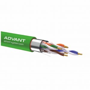 Кабель "Витая пара", CAT 6, для передачи цифрового аудиосигнала или Ethernet до 100 м, экранированный F/UTP, категория 6 (250 MHz), 4 пары (23 AWG), одножильная медь, структура 4х2х0.57, t (-30°C +60°C), внеш. оболочка (нг(А)-LSLTx), цвет - зеленый. Упако / Advant ADV6-F23LXGN (1m) / Кабель "Витая пара", CAT 6, для передачи цифрового аудиосигнала или Ethernet до 100 м, экранированный F/UTP, категория 6 (250 MHz), 4 пары (23 AWG), одножильная медь, структура 4х2х0.57, t (-30°C +60°C), внеш. оболочка (нг(А)-LSLTx), цвет - зеленый. Упако/ Кабель "Витая пара", CAT 6, для передачи цифрового аудиосигнала или Ethernet до 100 м, экранированный F/UTP, категория 6 (250 MHz), 4 пары (23 AWG), одножильная медь, структура 4х2х0.57, t (-30°C +60°C), внеш. оболочка (нг(А)-LSLTx), цвет -