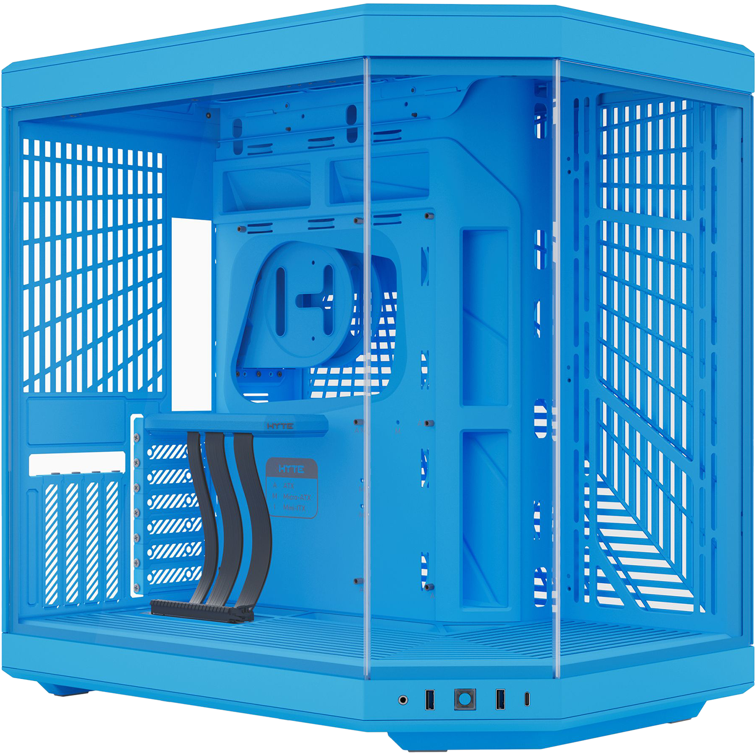 Корпус без блока питания / HYTE Y70 (CS-HYTE-Y70-BM) / Корпус без блока питания/ Case HYTE Y70, Midi-Tower, TG, no fans, 2xUSB-A 3.2, 1xUSB Type-C, E-ATX, ATX, mATX, mITX Blueberry Milk
