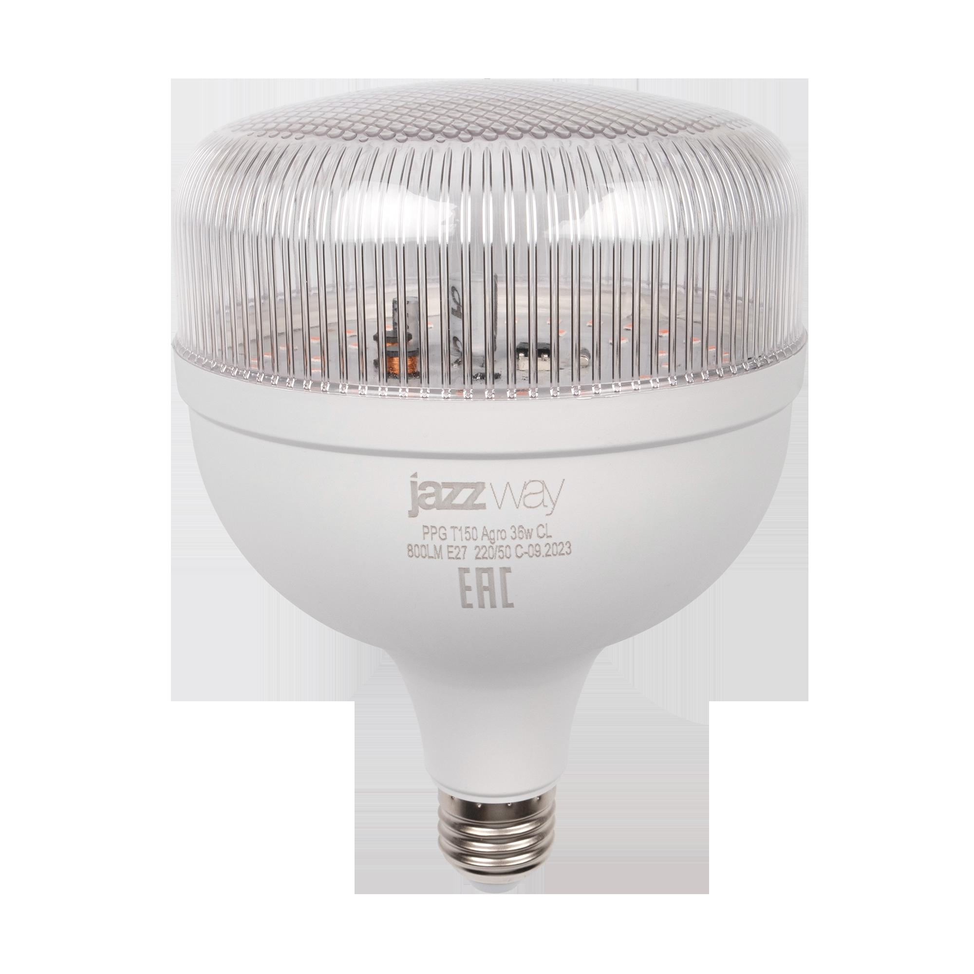 Лампа светодиодная / JazzWay 5050389 / Лампа светодиодная/ Лампа светодиодная LED 36Вт T150 Е27 прозрачная ( для растений)