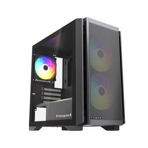 Корпус без блока питания / HSPD M336-TGBK-ARGB / Корпус без блока питания/ Case HSPD M336, Mesh Mini-tower, Black, TG, 0.45 SPCC, 2x140mm ARGB + 1x120mm ARGB mATX, mITX 160/340/184mm 2x2.5", 2x3.5", 4xPCI 1xUSB-A 3.0, 2xUSB-A 2.0 385x200x390mm