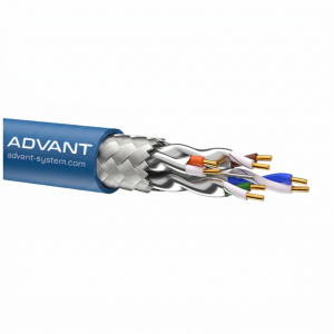 Кабель витая пара, экранированная S/FTP, категория 6a, 4 пары 4х2х0.57 (23 AWG), одножильный (solid), с разделителем, LSZH, –20°C – +75°C, Цвет Синий, оболочка LSZH. Соответствует стандарту пожарной безопасности IEC-60332-3-24. / Advant ADV6a-S23LB (1m) / Кабель витая пара, экранированная S/FTP, категория 6a, 4 пары 4х2х0.57 (23 AWG), одножильный (solid), с разделителем, LSZH, –20°C – +75°C, Цвет Синий, оболочка LSZH. Соответствует стандарту пожарной безопасности IEC-60332-3-24.