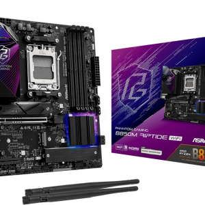 ASROCK B850M RIPTIDE WIFI, AM5, B850, 4*DDR5, 4*SATA, 3*M.2, 4*USB 2.0, 3*USB 3.2, Type-C, 2*PCIx16, 1*M.2 (Key E), HDMI+DP, mATX