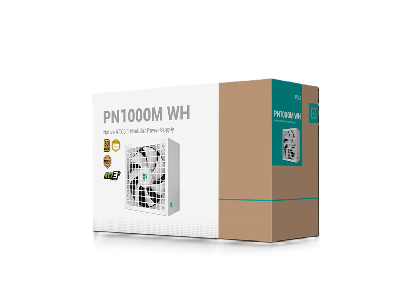 Deepcool GAMERSTORM PN1000M WH (ATX 3.1, 1000W, Full Cable Management, PWM 135mm fan, Active PFC, 80+ GOLD, Active PFC + Full Bridge SRC LLC + DC/DC ,Gen5 PCIe, белый) RET (R-PNA00M-FC0W-WGEU)