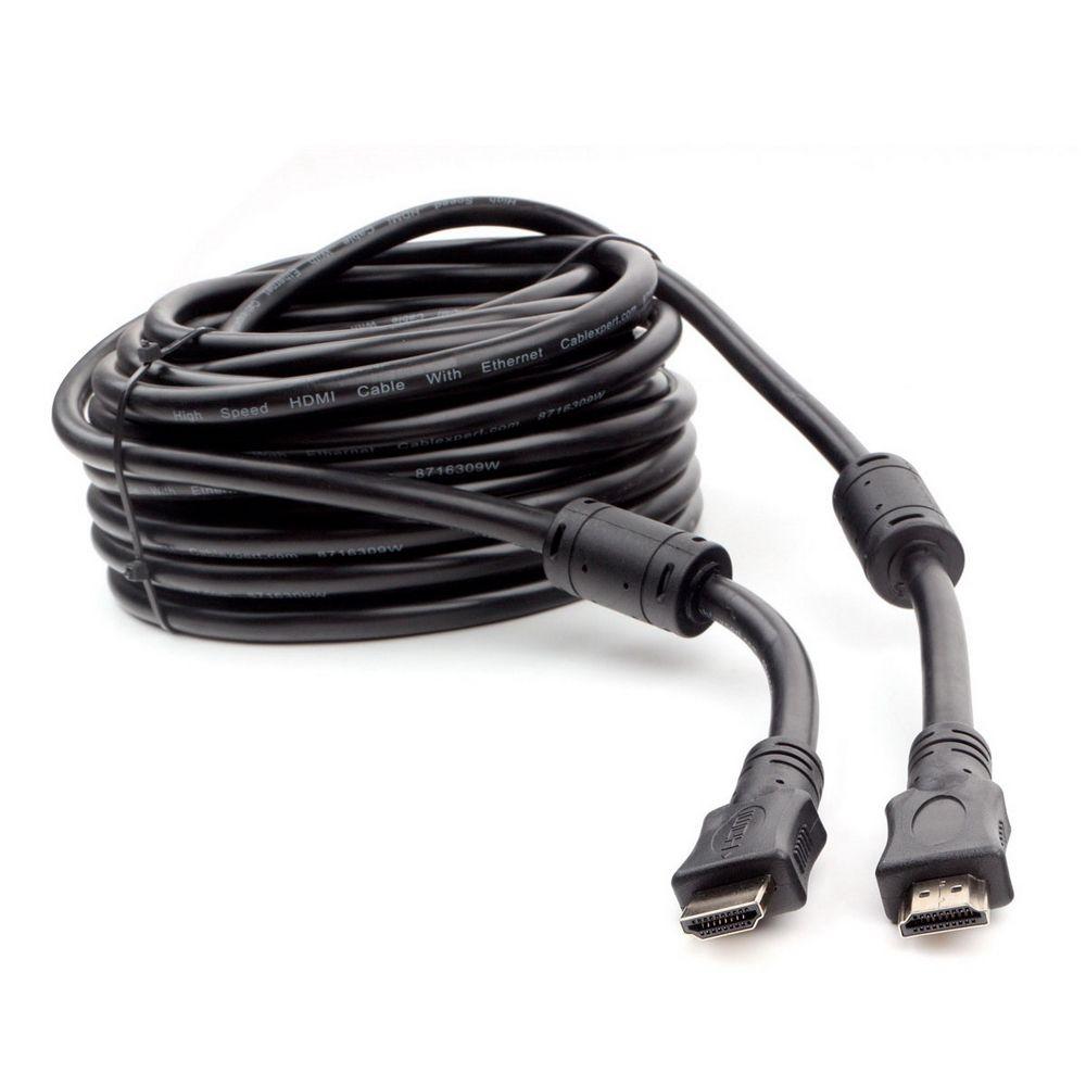 Кабель HDMI / Cablexpert CCF2-HDMI4-15M / Кабель HDMI Cablexpert CCF2-HDMI4-15M 15м, v1.4, 19M/19M, черный, позол.разъемы, экран, 2 ферр кольца, пакет (272290) {10}