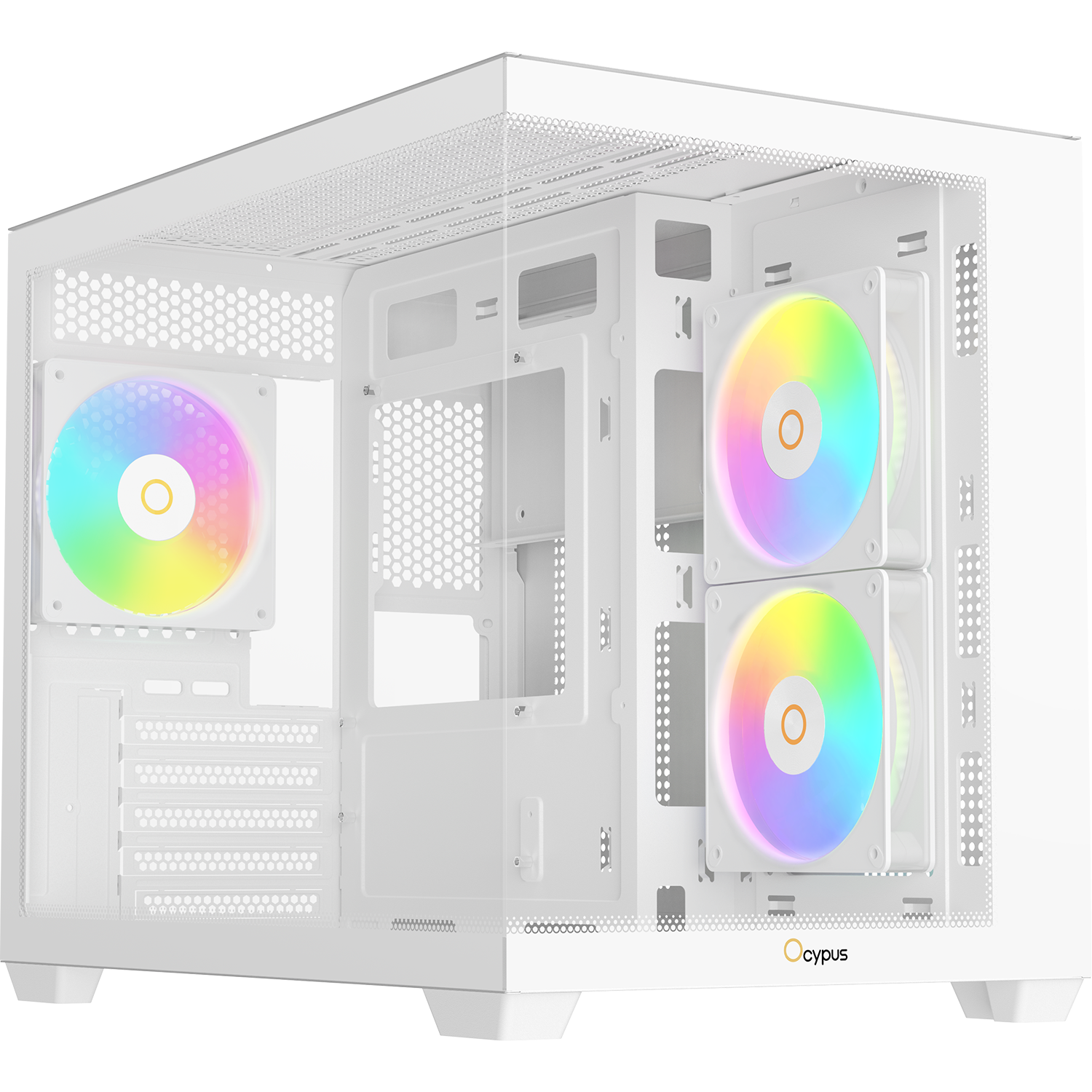 Корпус ПК без блока питания / Ocypus Gamma-C54-WHD300XX-GL / Корпус ПК без блока питания/ Case Ocypus Gamma C54 WH ARGB, Midi-Tower, TG, 3x120mm ARGB, 1xUSB-A 3.0 + 2xUSB 2.0, mATX, mITX White