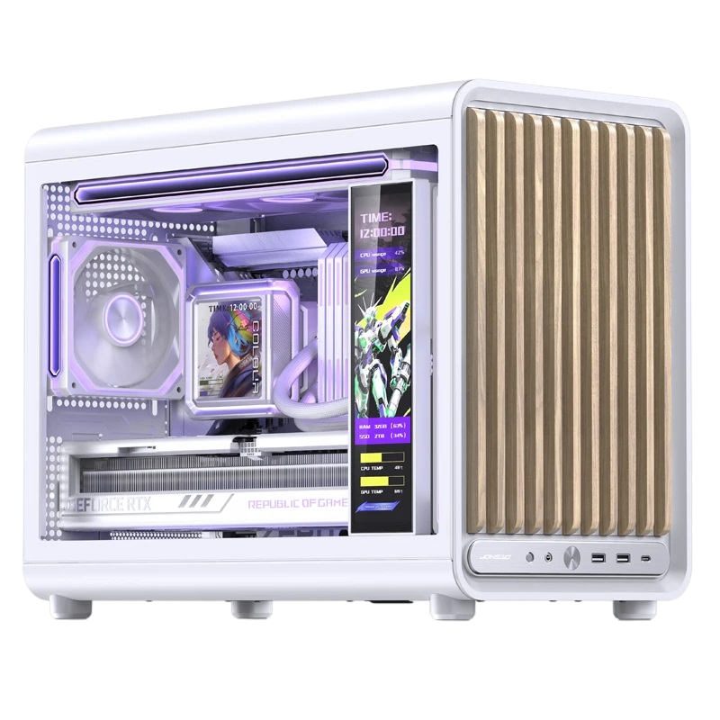 Корпус без блока питания / JONSBO D33 WOOD White / Корпус без блока питания/ Case JONSBO D33 WOOD, Mini-Tower, TG, no fan, 2xUSB-A 3.0 + 1xUSB-C 3.2, mATX, mITX White