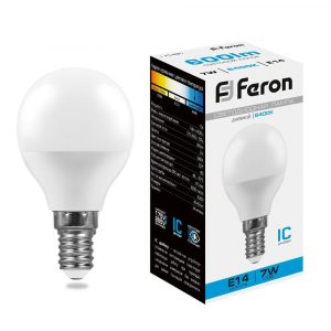 Лампа светодиодная / FERON 25480 / Лампа светодиодная/ Лампа светодиодная LED 7вт Е14 дневной шар