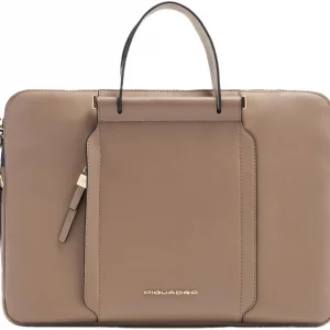 Деловая сумка женская Piquadro Circle CA6698W92/TOBLU с отделением для ноутбука 14" бежевая/голубая натур.кожа